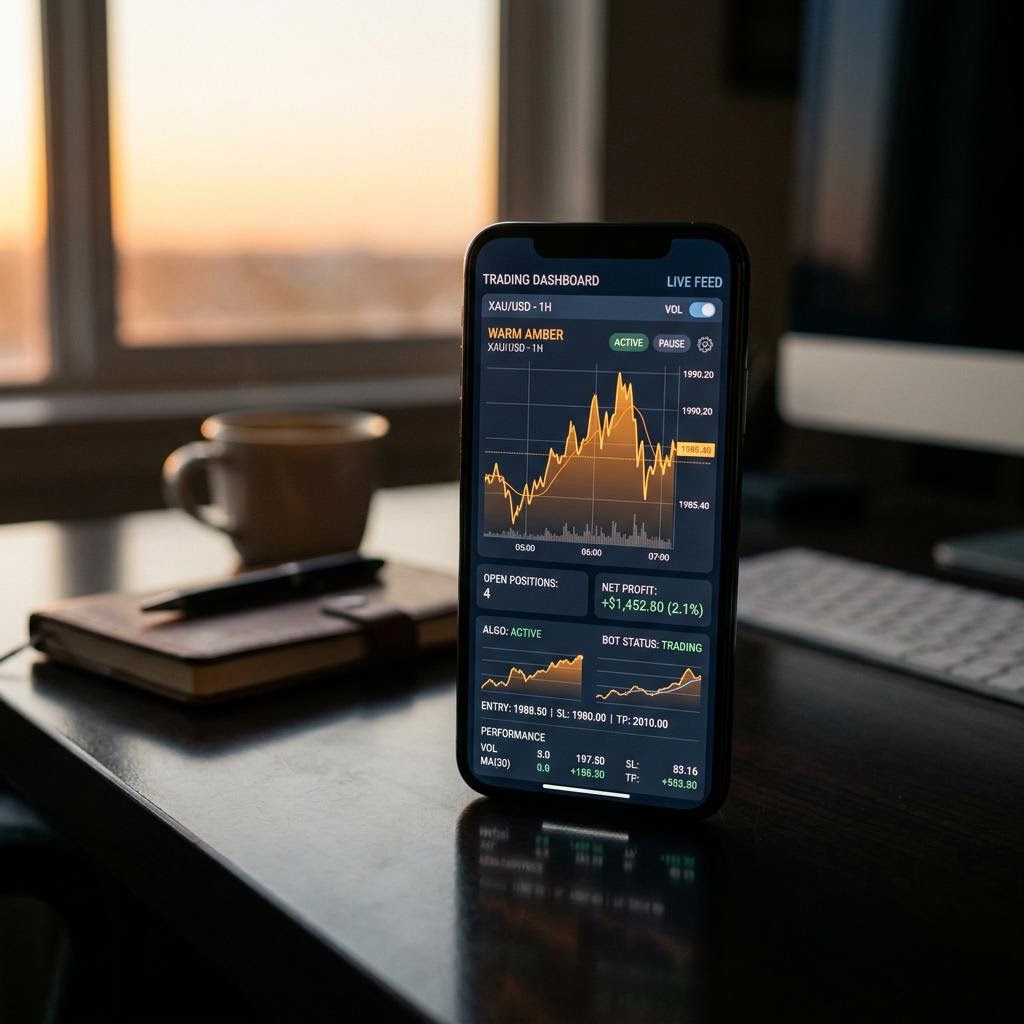 Dogkernel Handelsdashboard auf einem modernen Smartphone